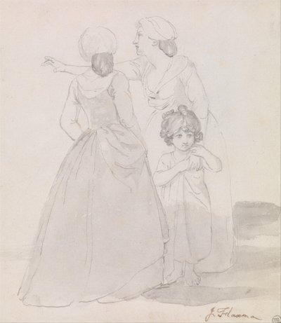 Zwei Frauen und ein Kind von John Flaxman